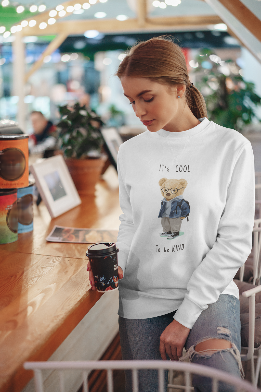 Cool iconic Bear Phrases Sweatshirt White