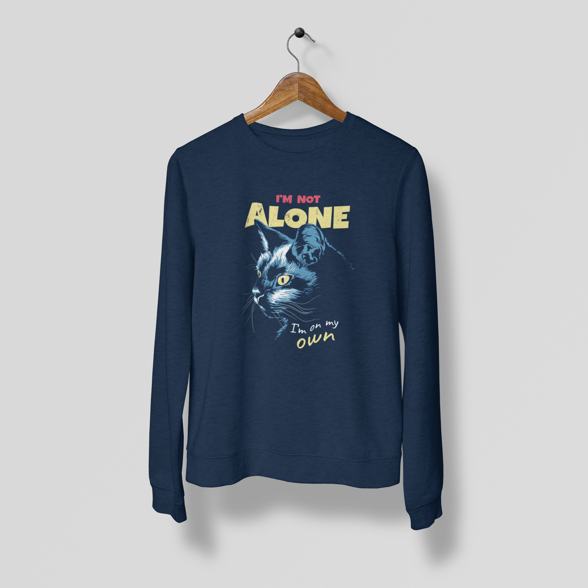 Cat Print Sweatshirt Navy