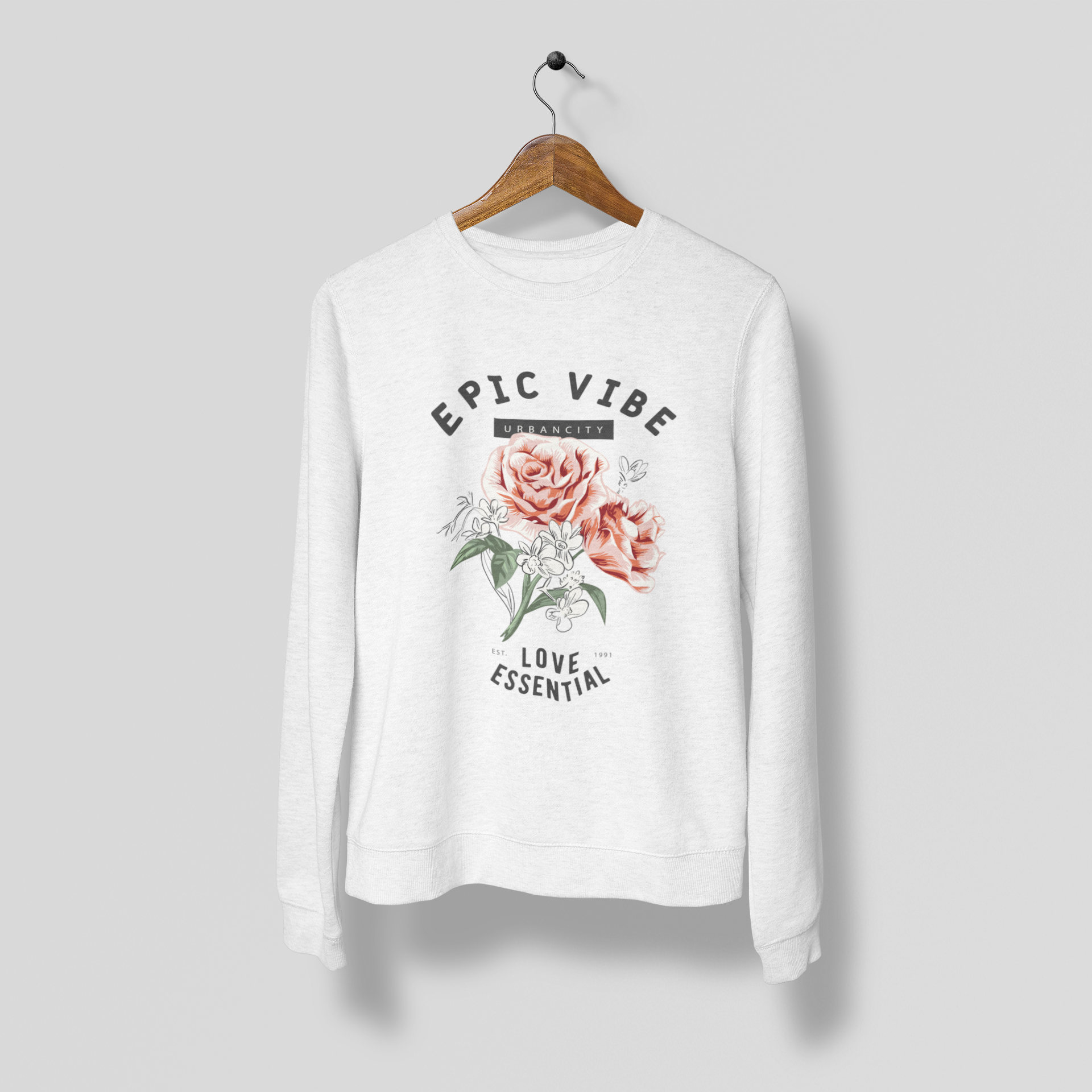 Epic Vibe Flowers Print Sweatshirt Women White