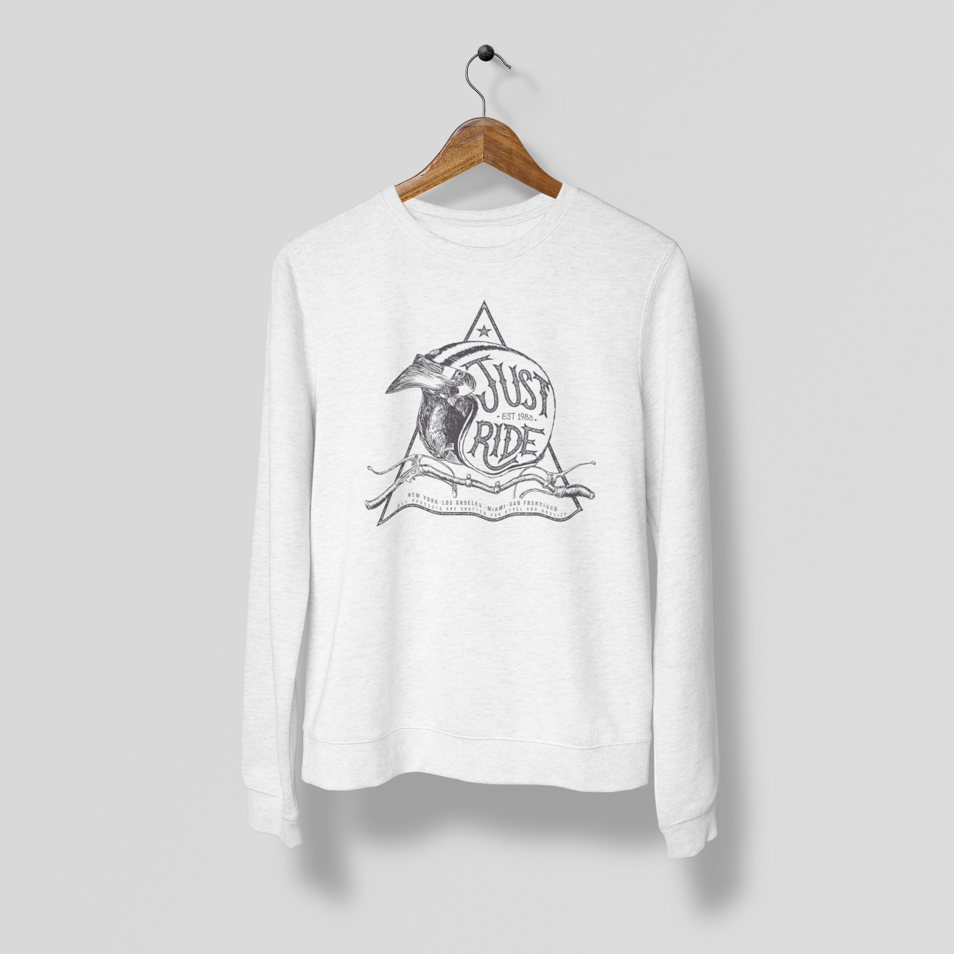 Bikers Just Ride Typo Print Sweatshirt Men White