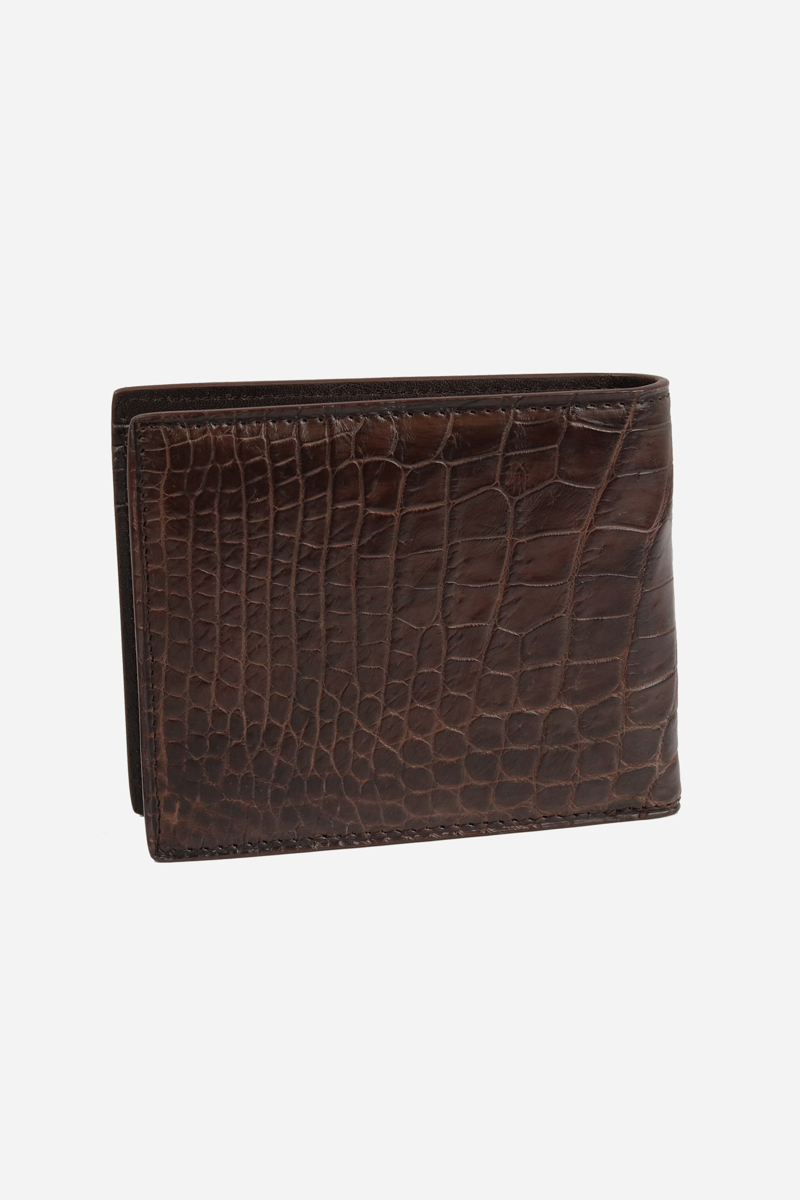 Crocodile Leather Wallet Flank Part Brown