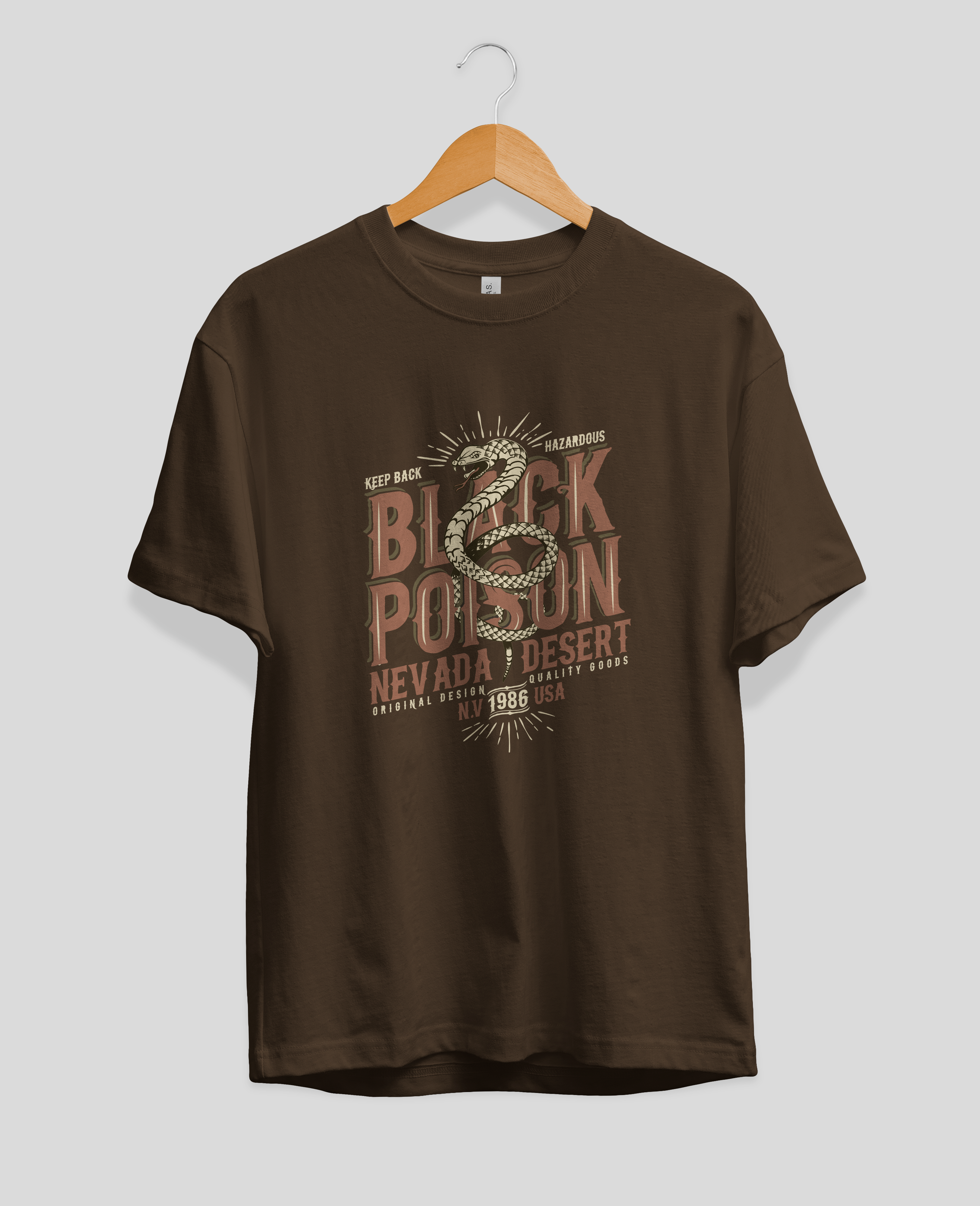 Cobra Black Poison Print T-Shirt Brown