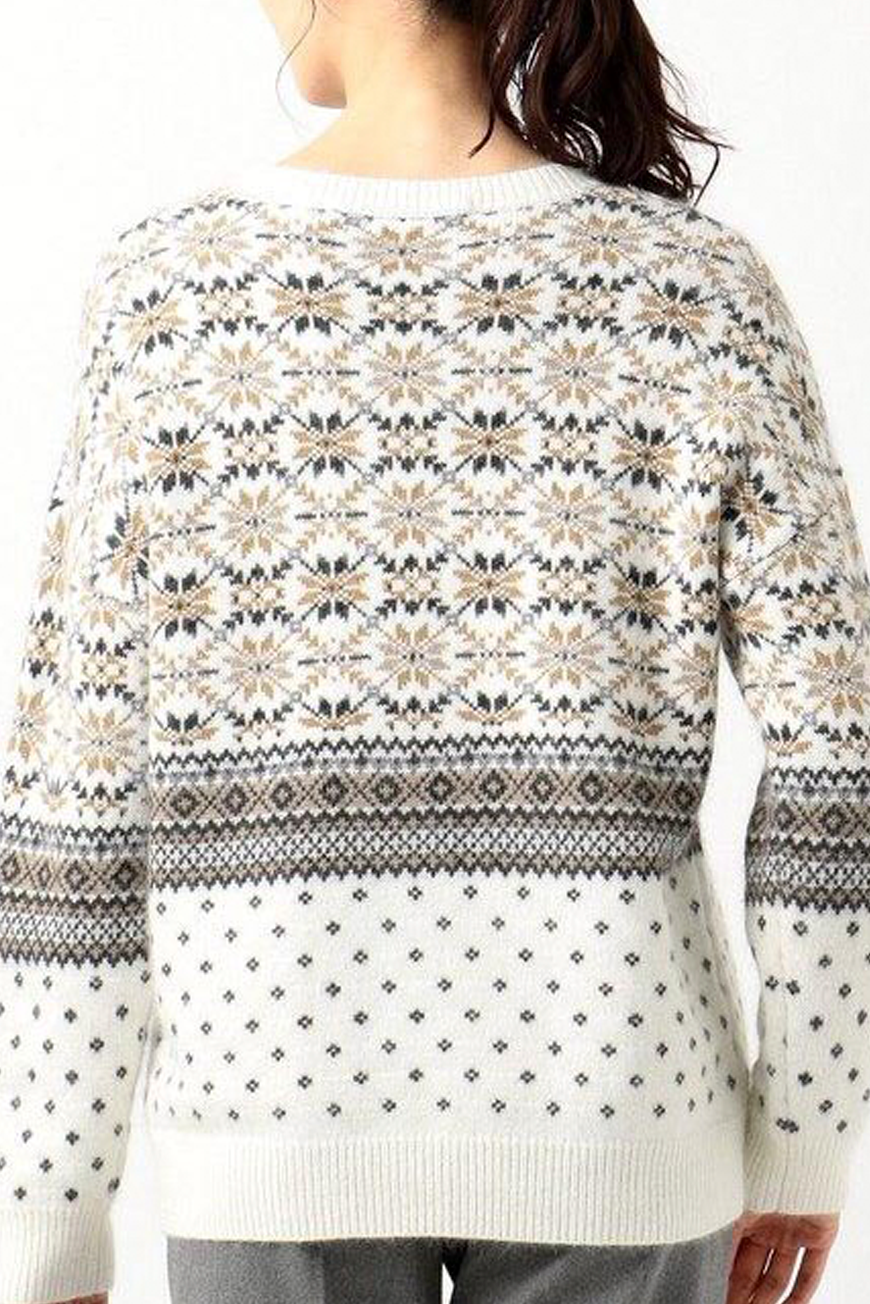 Vintage Crew Neck Jacquard Sweater