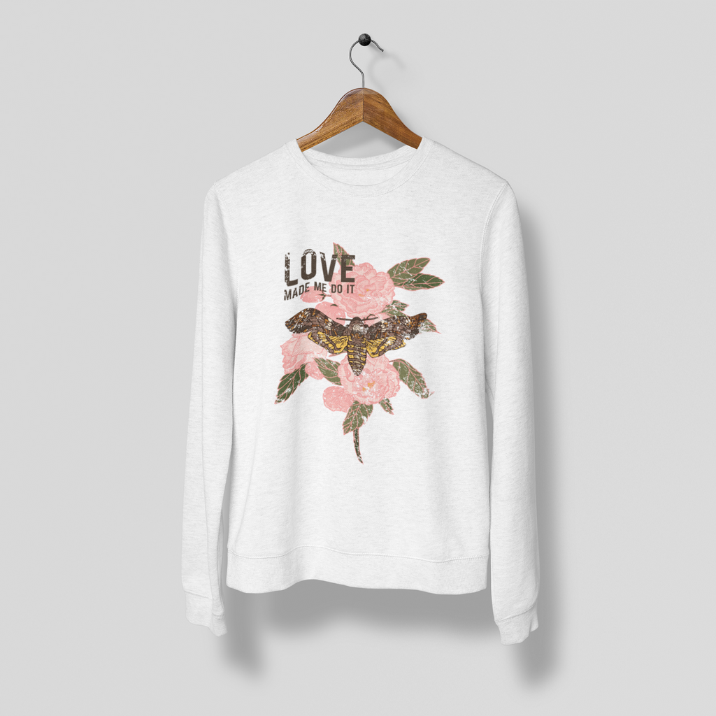 Love make me do it Flowers Print Sweatshirt Women White