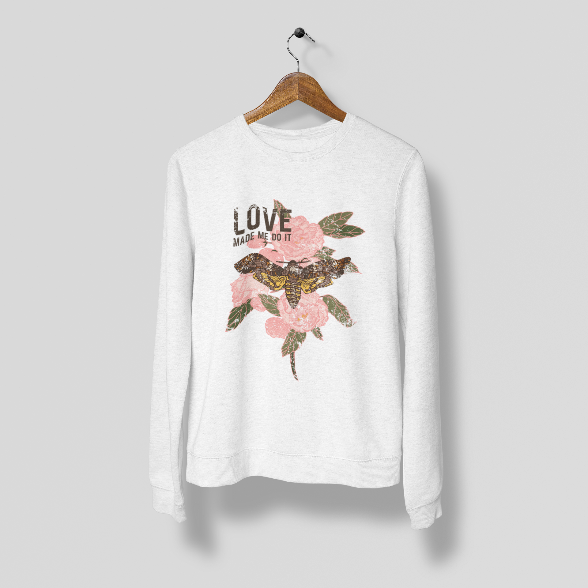 Love make me do it Flowers Print Sweatshirt Women White